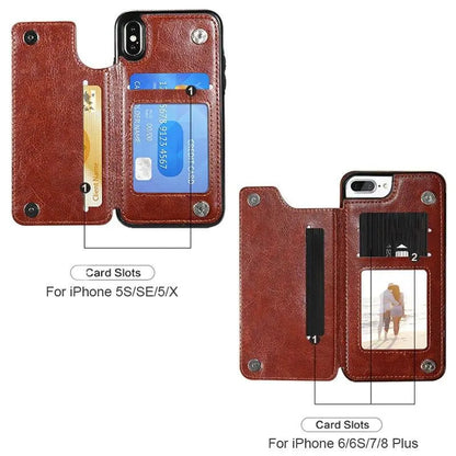 Vistor Leather Flip Wallet Case For iPhone 6, 7, 8 & X Series